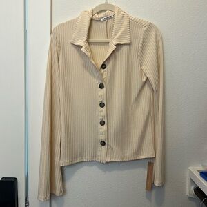 Reformation size 6 button down cream long sleeve top